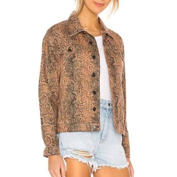 Free People Snake Print Trucker Jacket - Picture 3 of 8